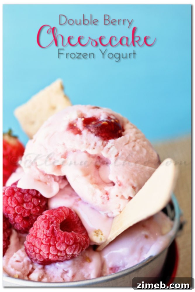 Double Berry Cheesecake Frozen Yogurt is a simple berry packed homemade frozen dessert that the whole family will love all summer long.