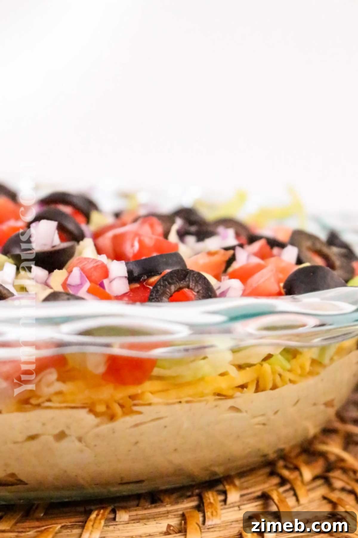 Fiesta Taco Dip 14 Seven-layer taco dip, a vibrant party food