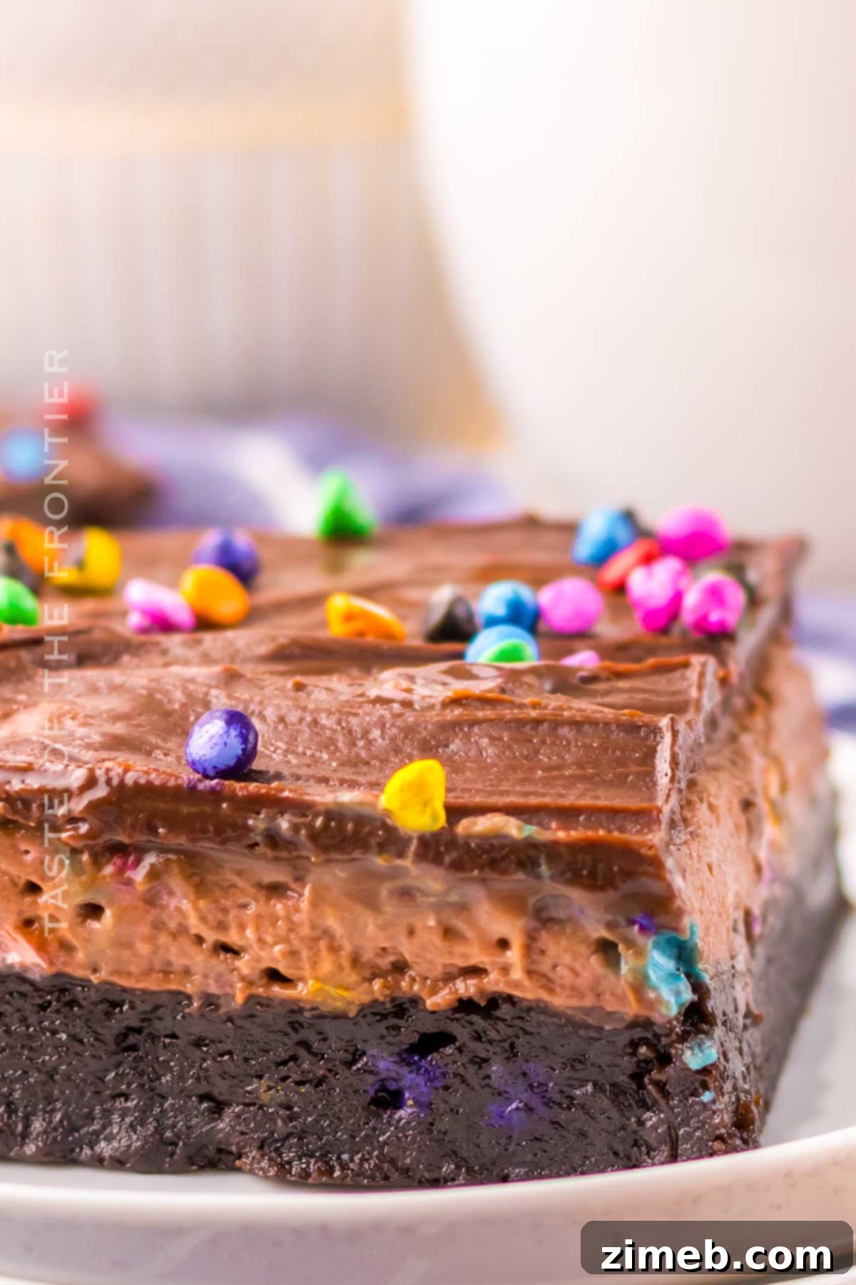 Cosmic Brownie Dream 15 Easy chocolate dessert with layers of brownie, pudding, and ganache