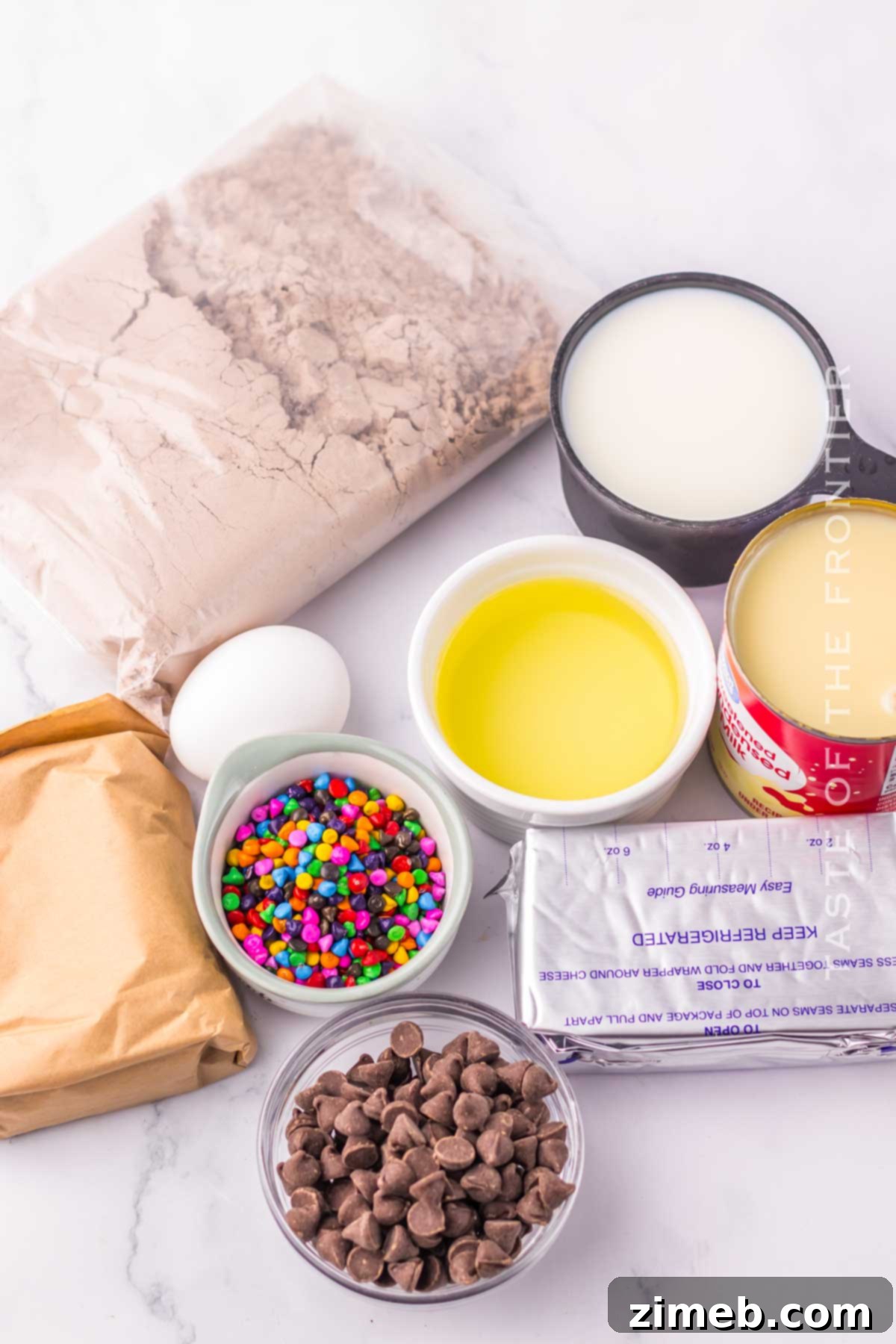 Cosmic Brownie Dream 4 Ingredients laid out for Cosmic Brownie Lush recipe