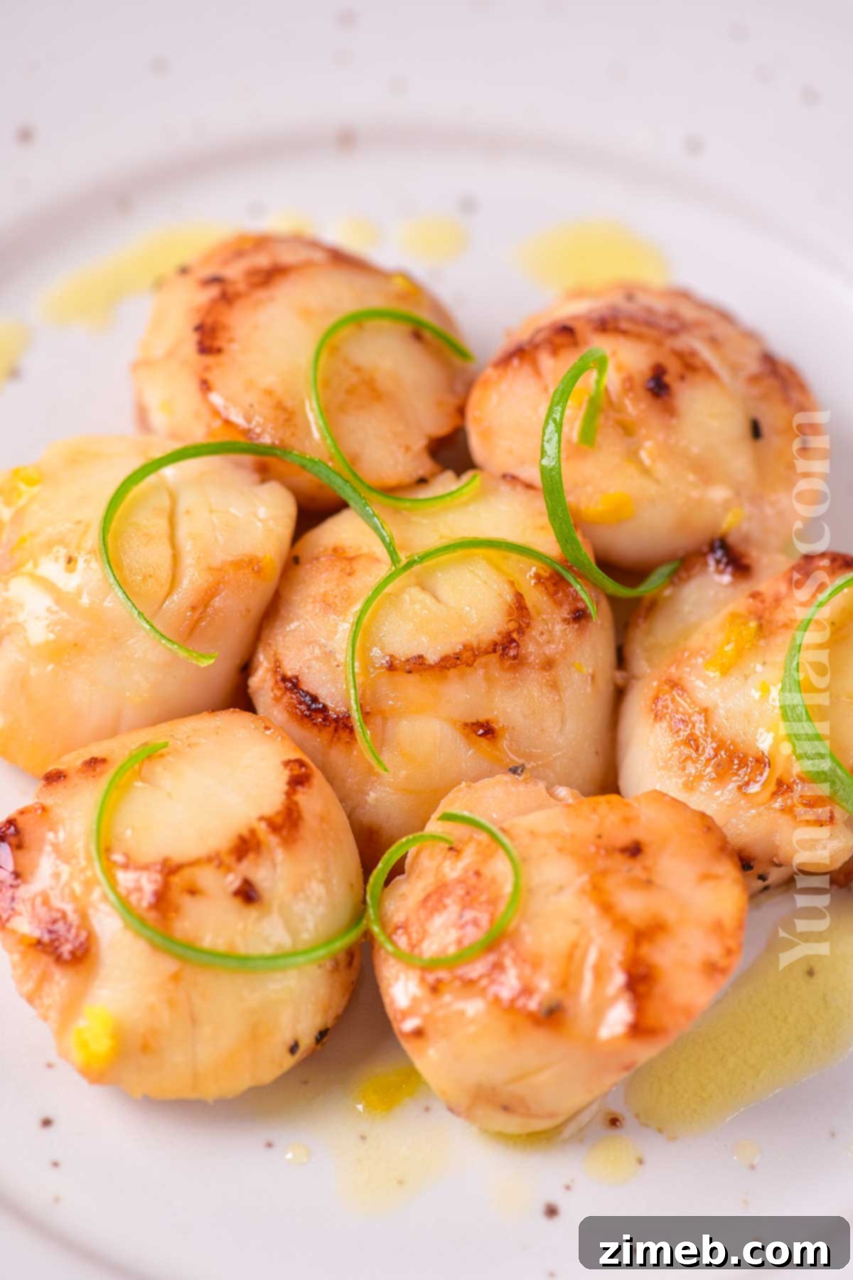Close-up of cooking scallops in a pan