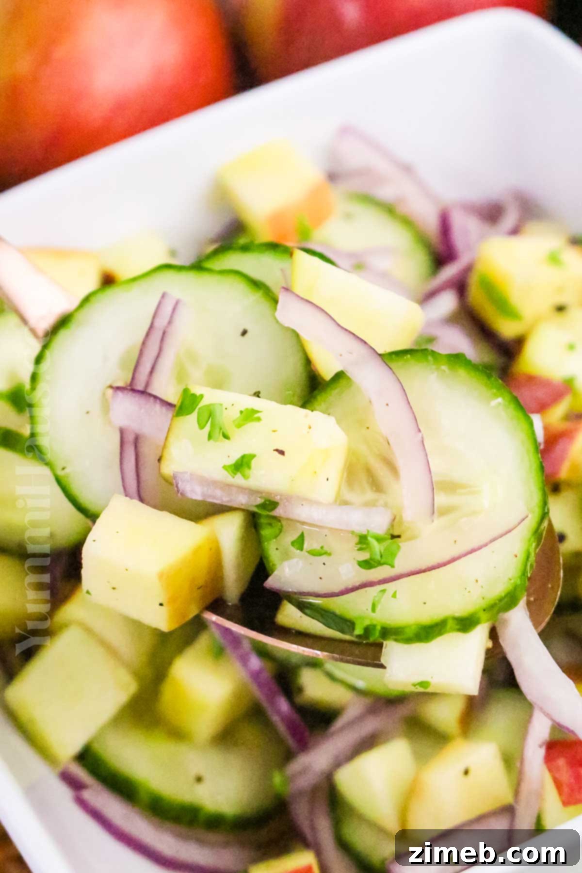 Apple Cucumber Salad is the ideal side dish for potlucks and BBQs.