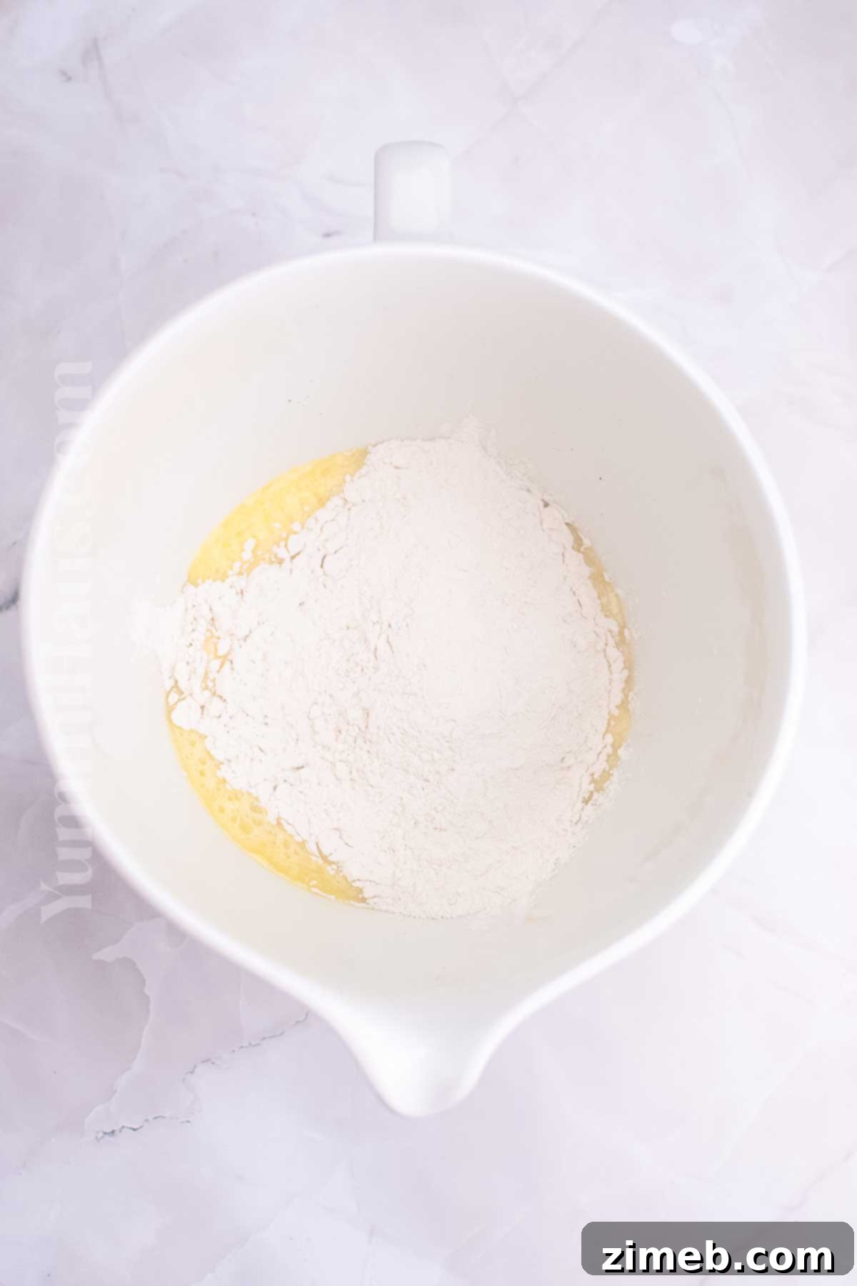 mixing the sourdough donut dough