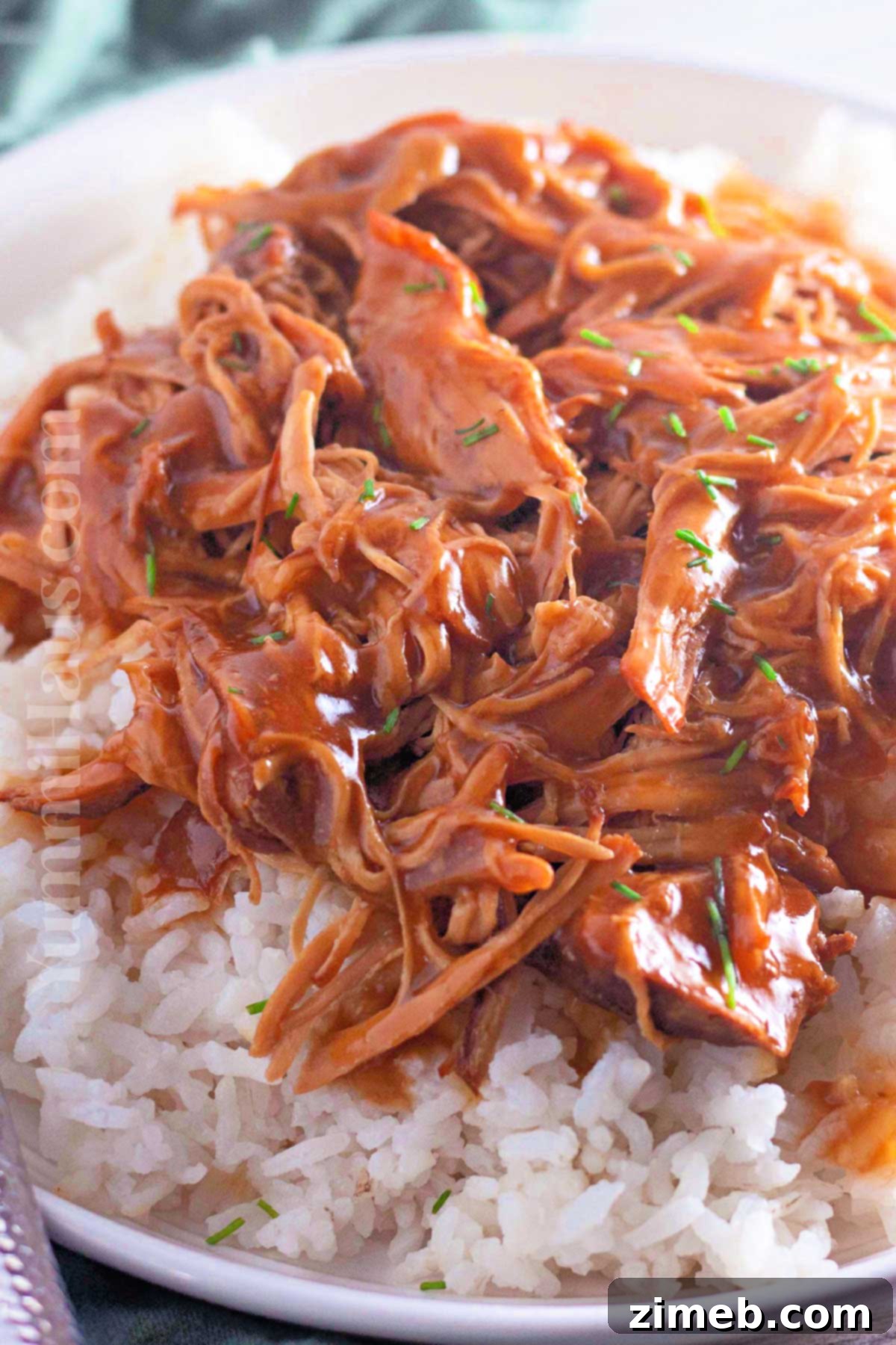Caramelized Honey Garlic Chicken 15 A final shot of the delectable Slow Cooker Garlic Honey Chicken, showcasing its rich, glistening sauce and tender texture.