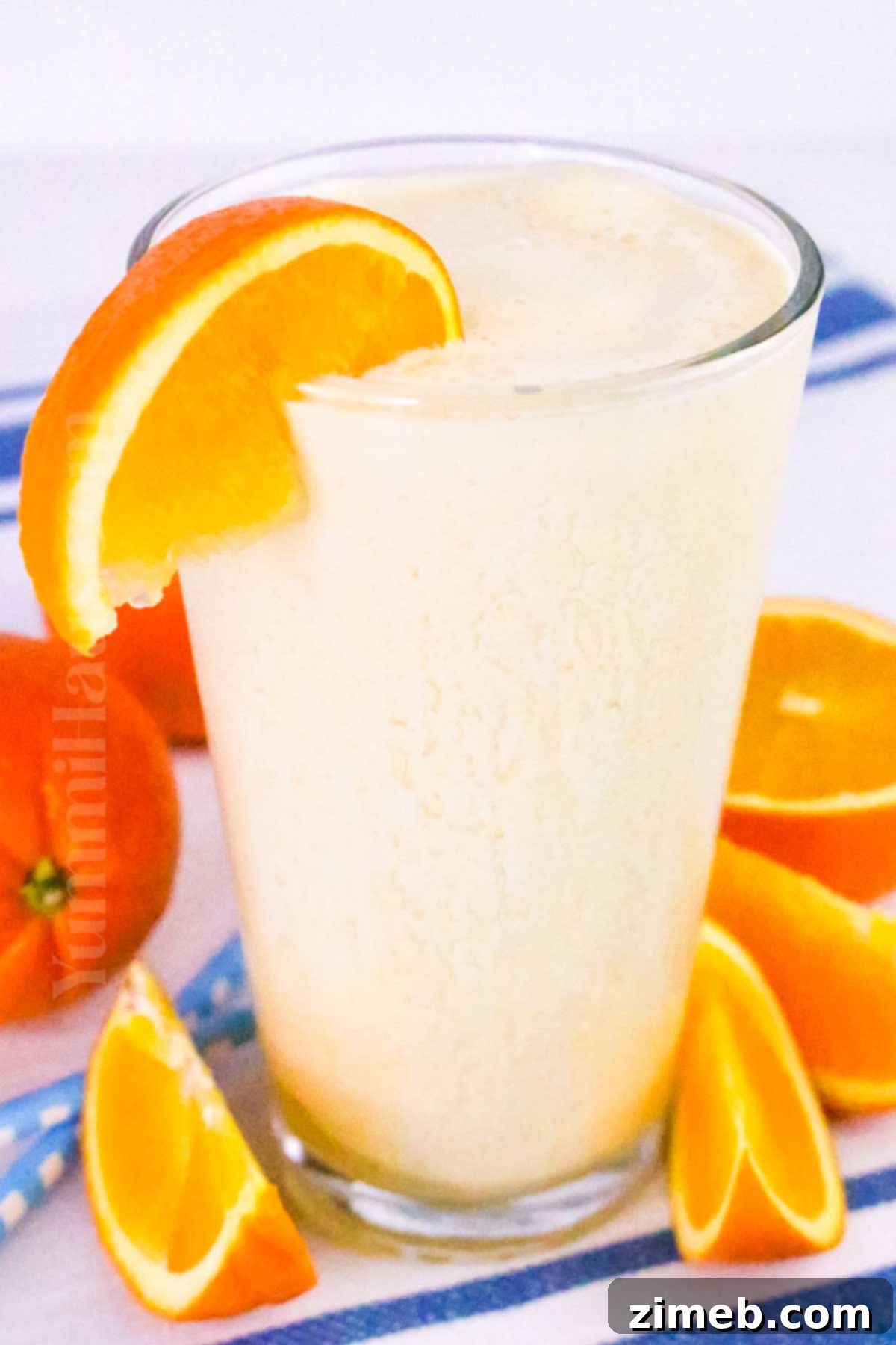 Orange Julius recipe showing the creamy, blended texture of the drink