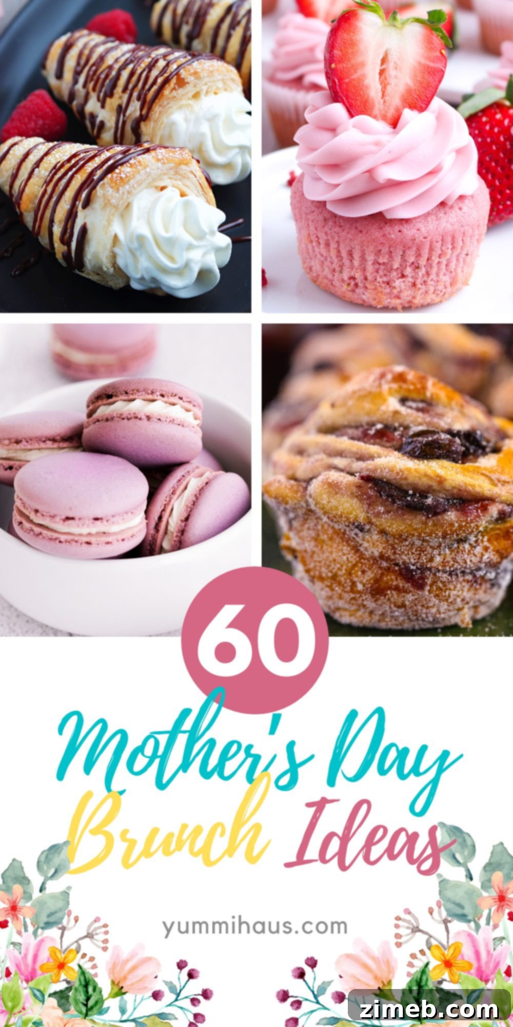 A vibrant selection of sweet and savory Mother's Day brunch dishes, including pastries, fruit, and eggs, arranged beautifully on a table to celebrate Mom.