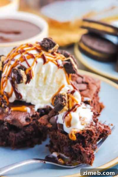 Quick and easy 4-Ingredient Chocolate Dump Cake, surprisingly decadent for Mother's Day.