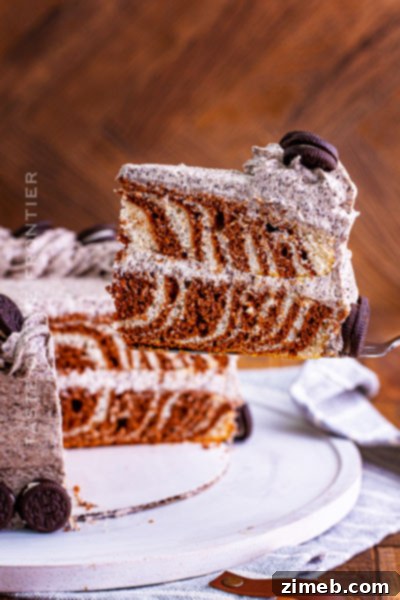 22 Stunning Mother's Day Cake Designs 19 Striking Zebra Cake with Cream Cheese Oreo Frosting