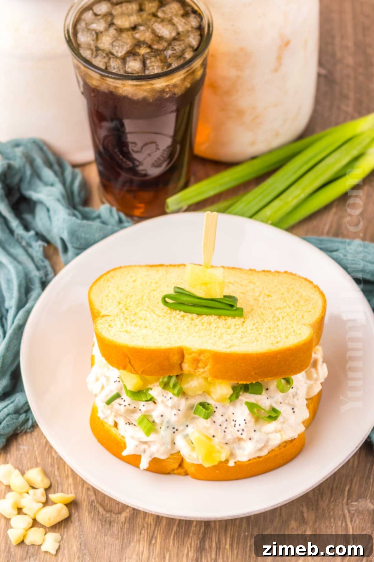 Luau Chicken Salad 3 Hawaiian Chicken Salad served with a side sandwich for lunch