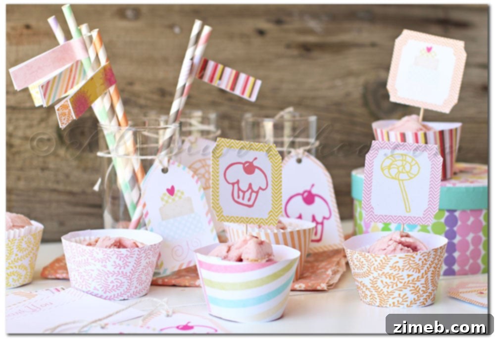 Sorbet Party Printable Cupcake Toppers