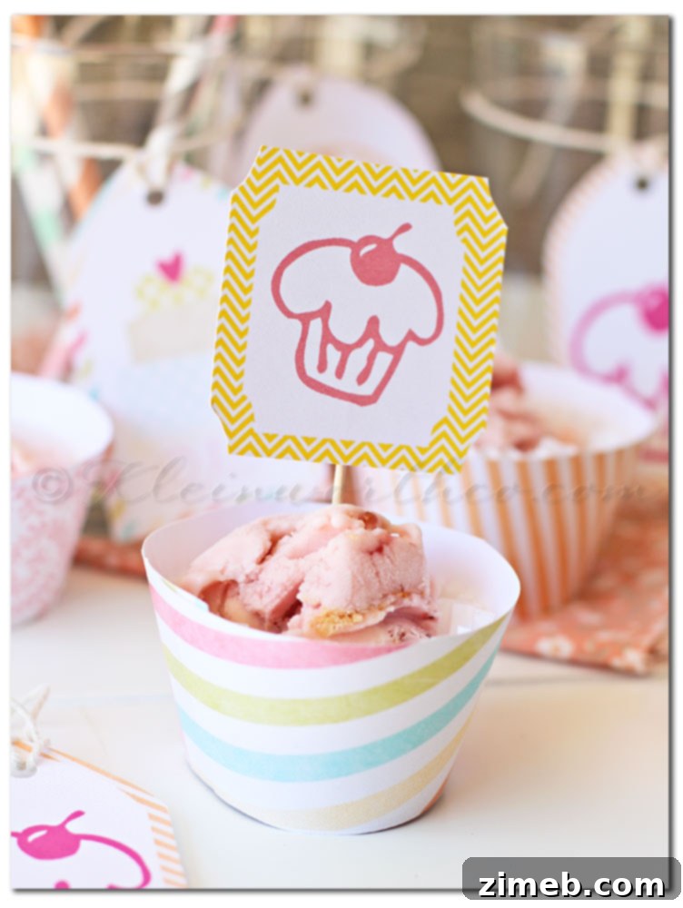 Sorbet Party Printable Cupcake Wrappers and Toppers