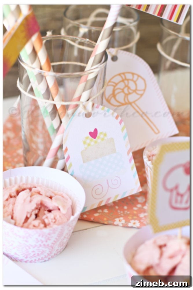 Sorbet Party Printable Straw Flags