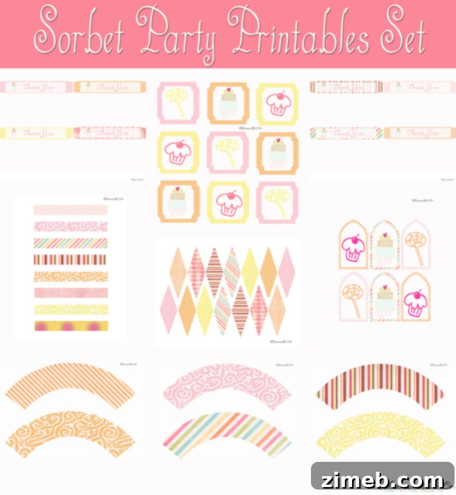 Sorbet Party Printable Thank You Cards