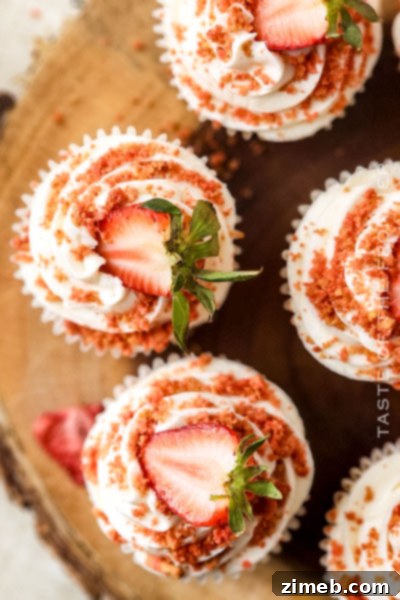 Celebrate with Cupcakes: Endless Flavors for Every Occasion 10 Moist strawberry cupcakes with creamy frosting and a crunchy strawberry crumble, an all-time family favorite.