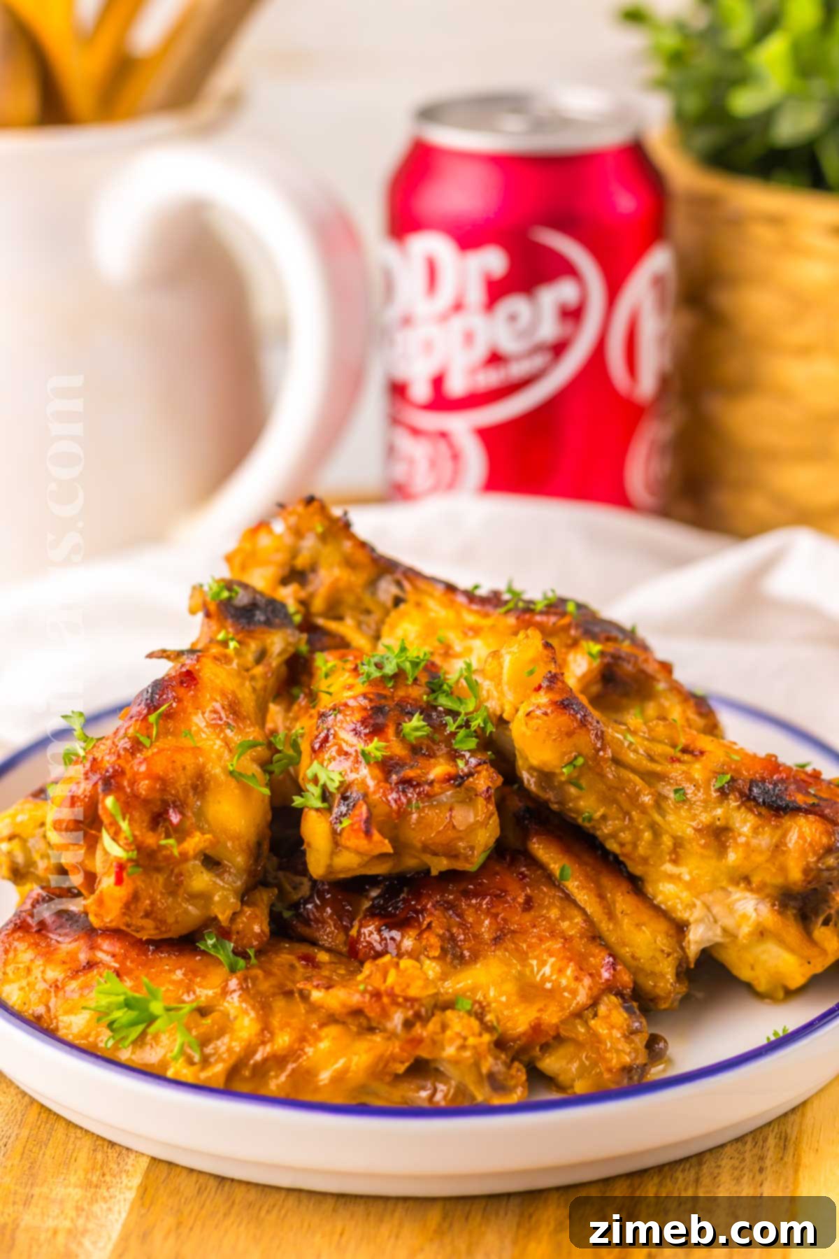 Dr. Pepper chicken wings recipe plated