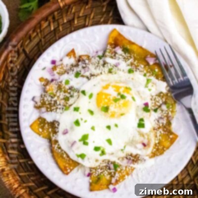 Delicious Chilaquiles Verdes, a traditional Mexican breakfast dish.