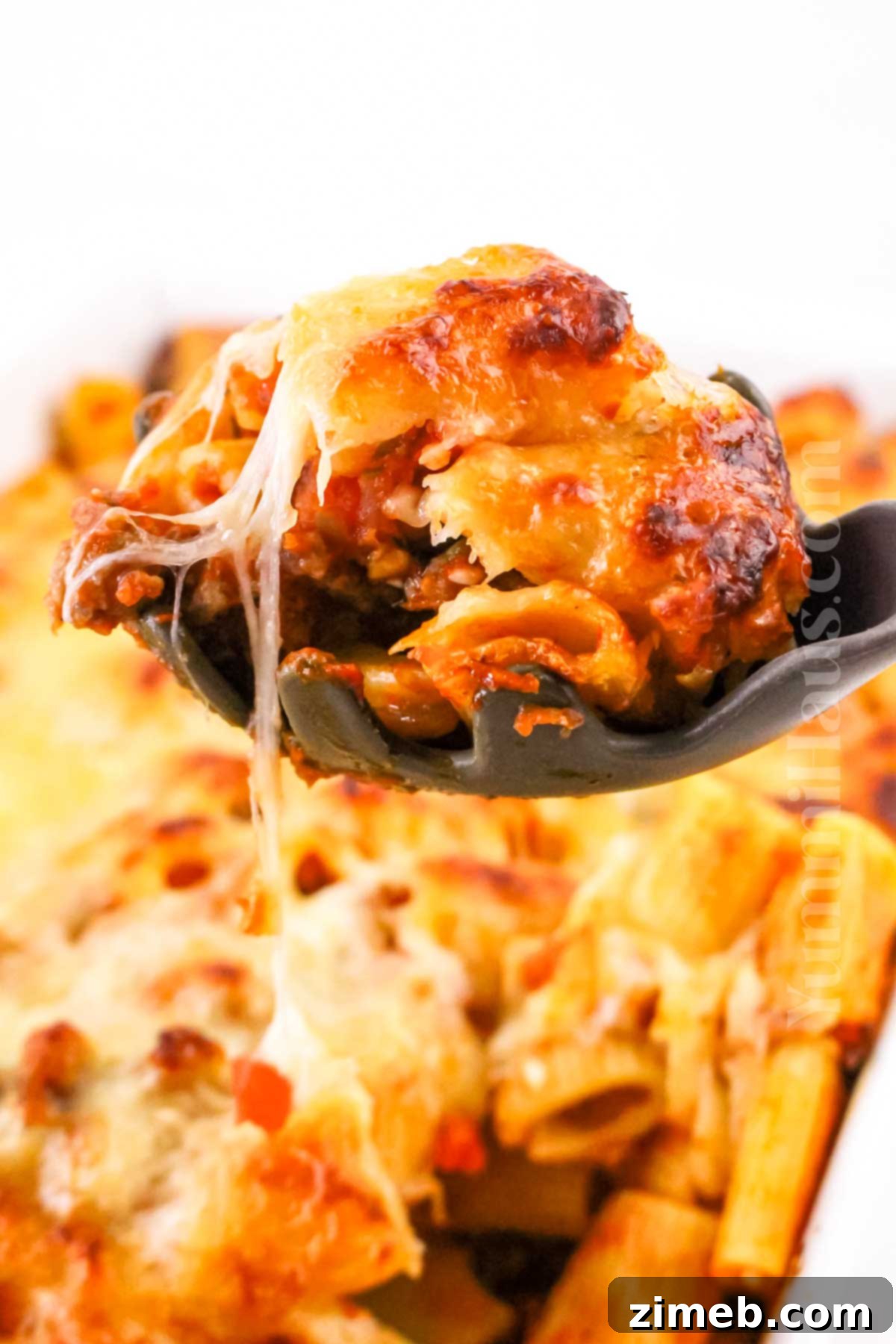 Cheesy pasta dinner, golden brown and delicious