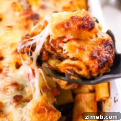 Baked Rigatoni with Sausage, a delicious and cheesy pasta bake
