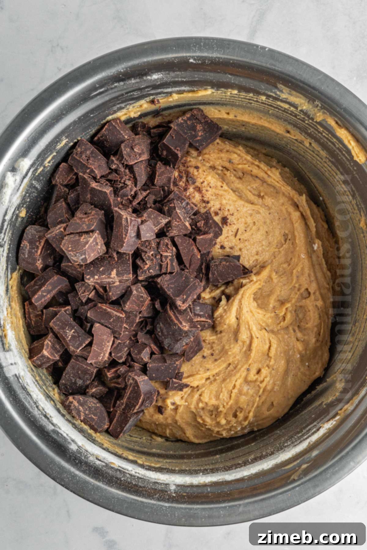 adding in the chocolate chunks