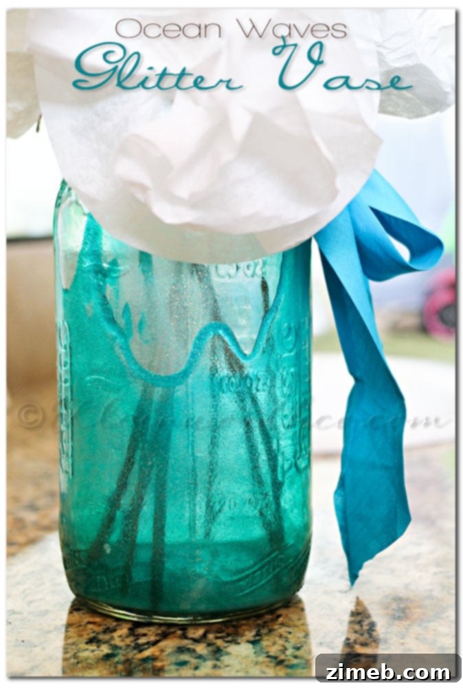 First glitter mix for Ocean Waves Glitter Vase