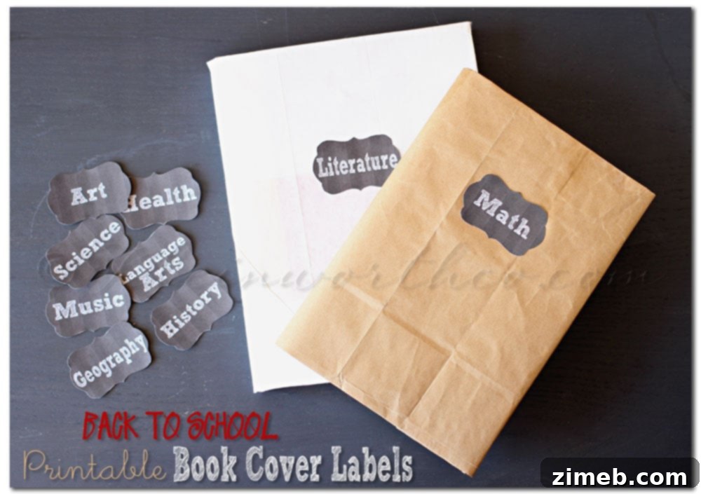 Printable Book Cover Labels for School