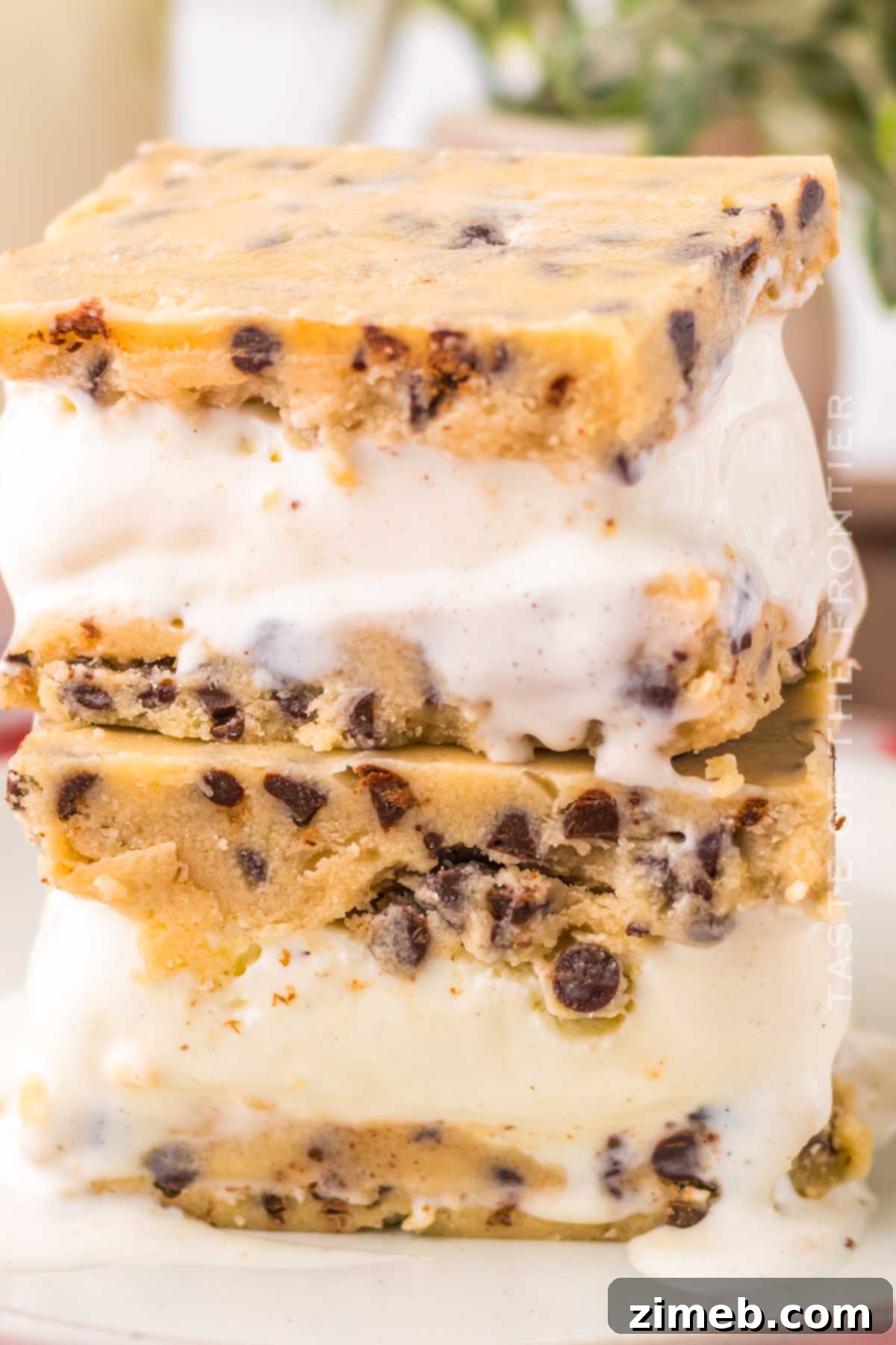 35 Refreshing Summer Frozen Treats 28 Cookie Dough Ice Cream Sandwiches, creamy rich ice cream between soft chewy cookie dough layers.