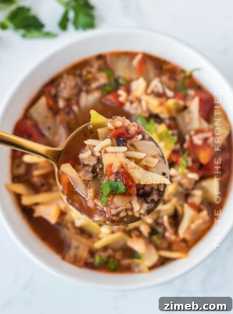 Autumn's Warm Embrace: Comforting Soups to Banish the Chill 17 Hearty Cabbage Roll Soup with all the favorite cabbage roll ingredients in one delicious bowl, perfect for comfort food.