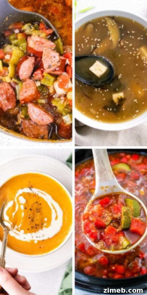 Autumn's Warm Embrace: Comforting Soups to Banish the Chill 31 A vibrant collage of various fall soup bowls, illustrating the diverse and comforting range of recipes, from creamy to hearty.