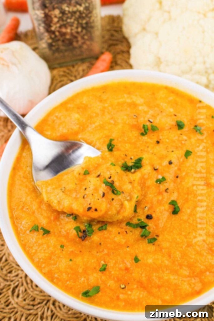 Autumn's Warm Embrace: Comforting Soups to Banish the Chill 10 Creamy and nutritious Carrots and Cauliflower Soup, a healthy and delicious vegetarian meal.