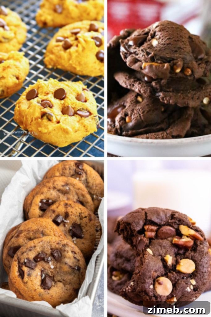 Fall's Signature Chocolate Chip Treat 23 Variety of delicious fall chocolate chip cookies on a platter