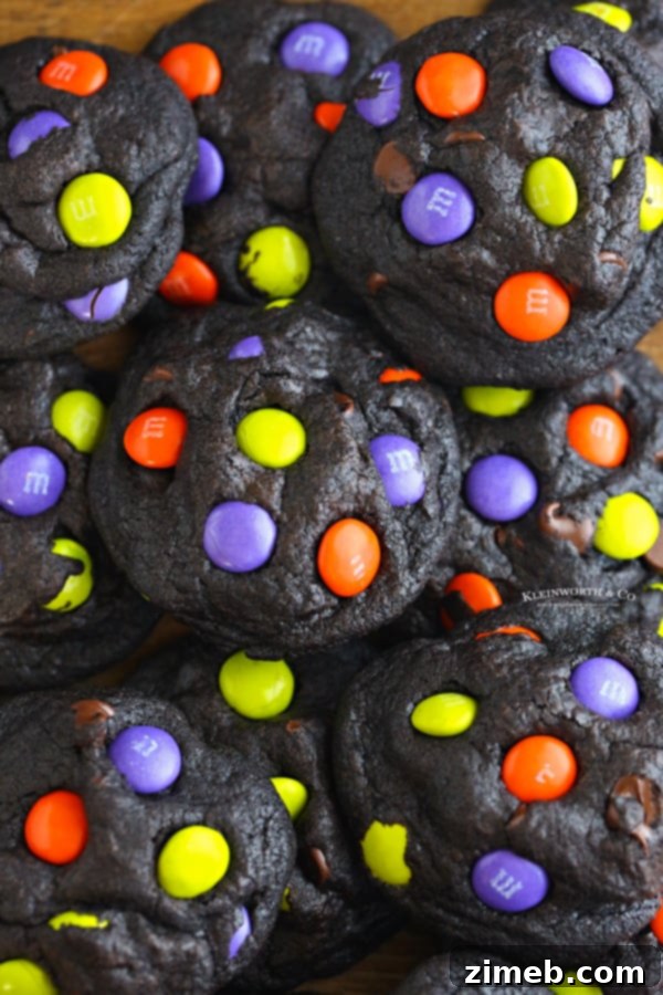 11 Ghoulish Halloween Cookie and Dough Creations 12 Rich, dark chocolate M&M cookies with festive Halloween colored candies.