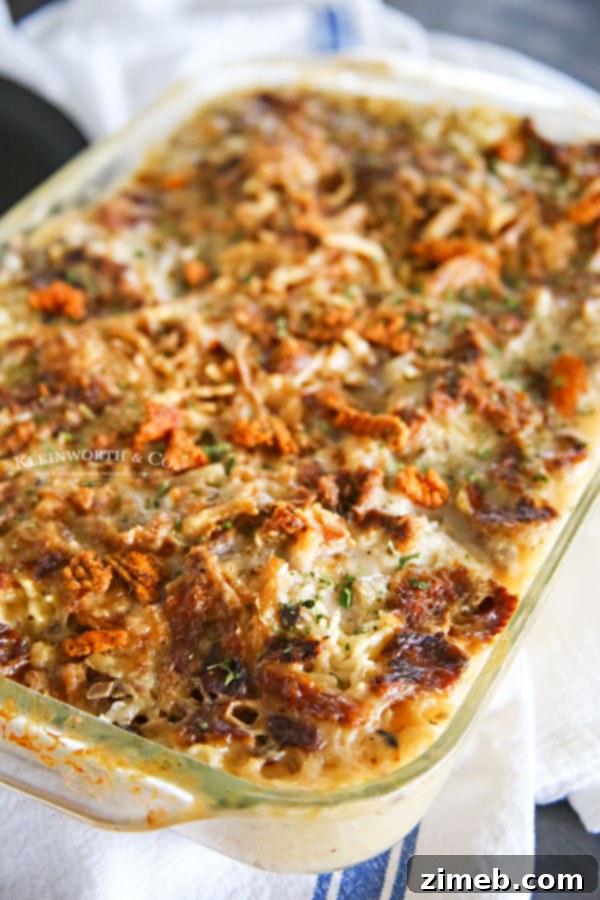 Autumn Casserole Essentials: From Weeknights to Holidays 27 Savory Creamy Mushroom Chicken Bake with melty cheese