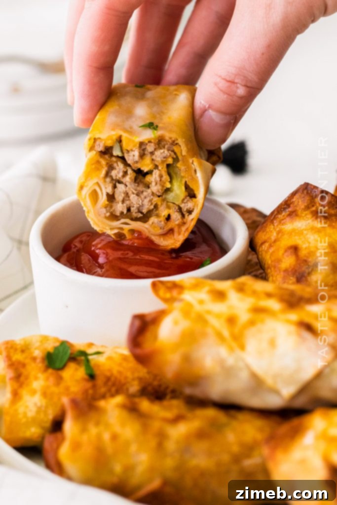 Air Fryer Cheeseburger Egg Rolls