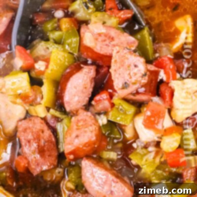 Tuscan Sausage, Kale, and White Bean Soup 11 A serving of Chicken and Sausage Gumbo Soup with rice and green onions.