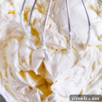 Fluffy Whipped Cream Frosting on a dessert