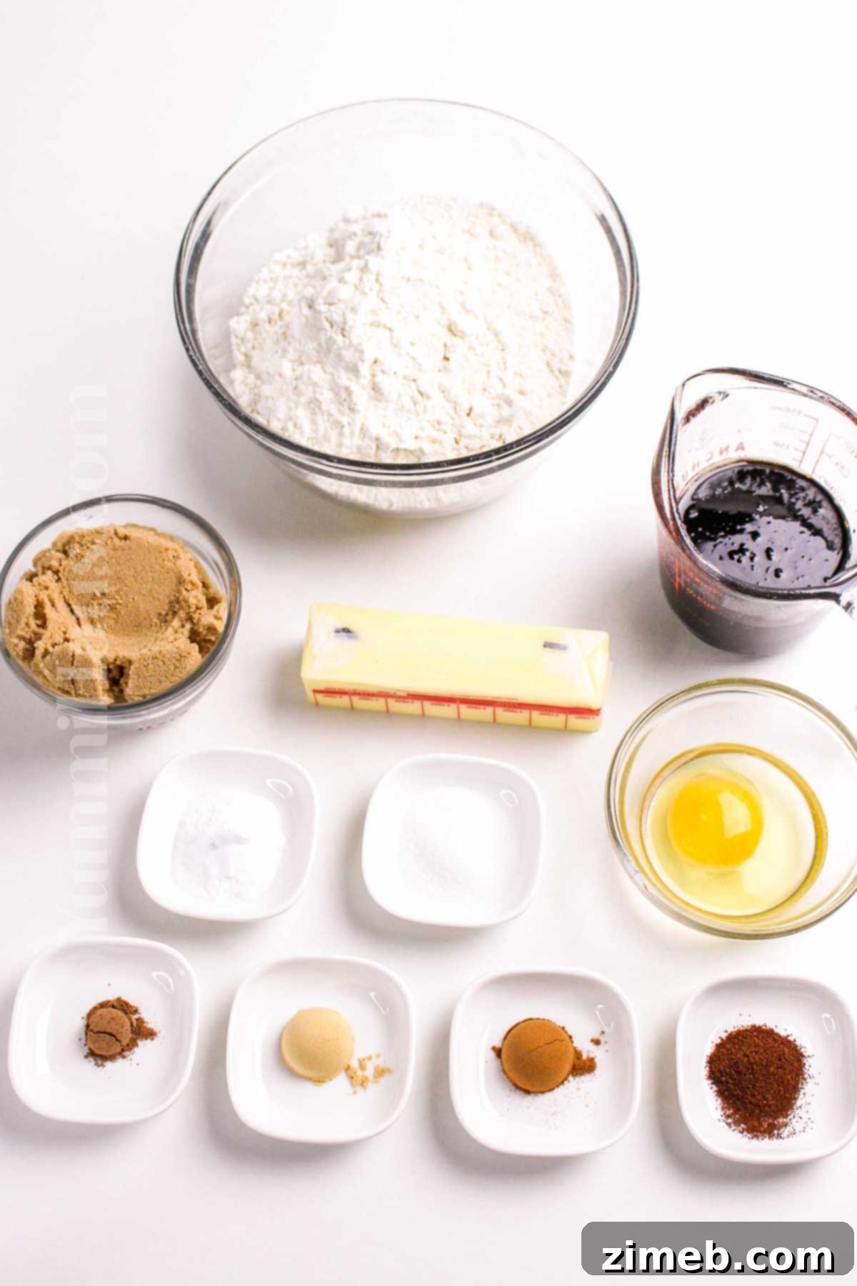 Spiced Gingerbread Delights 4 Gingerbread Man Cookie ingredients ready for baking