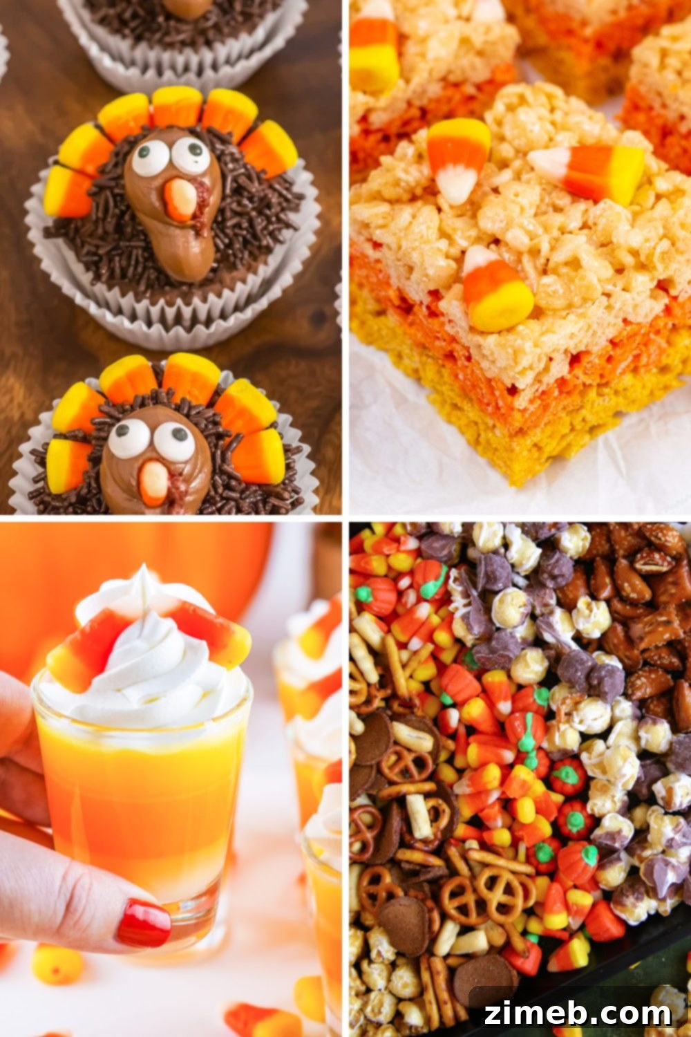 Delightful display of nine festive candy corn recipe ideas perfect for Halloween and Thanksgiving, including no-bake treats and creative desserts.