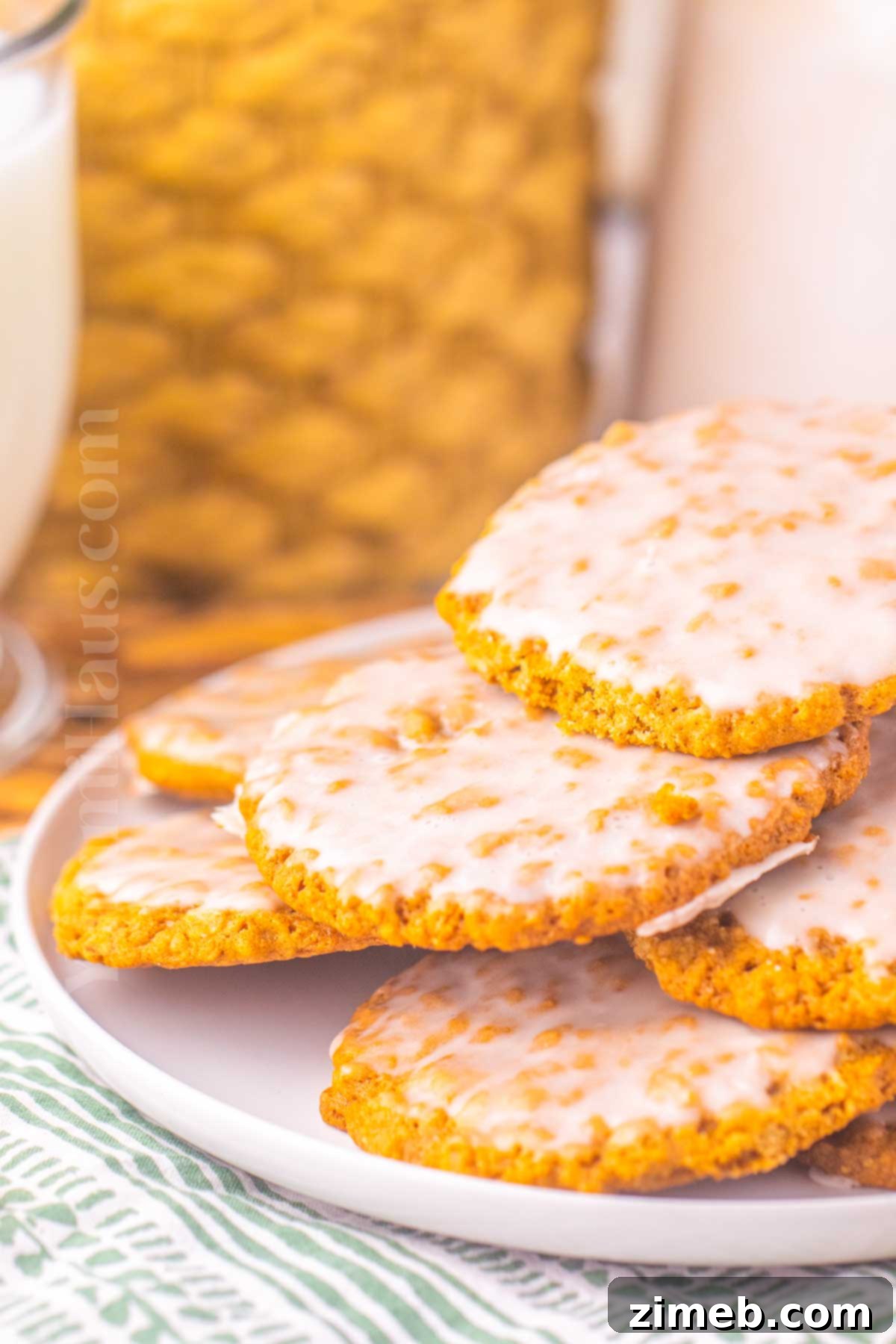 Sweet Glazed Oatmeal Delights 11 Nostalgic Iced Oatmeal Cookies on a plate