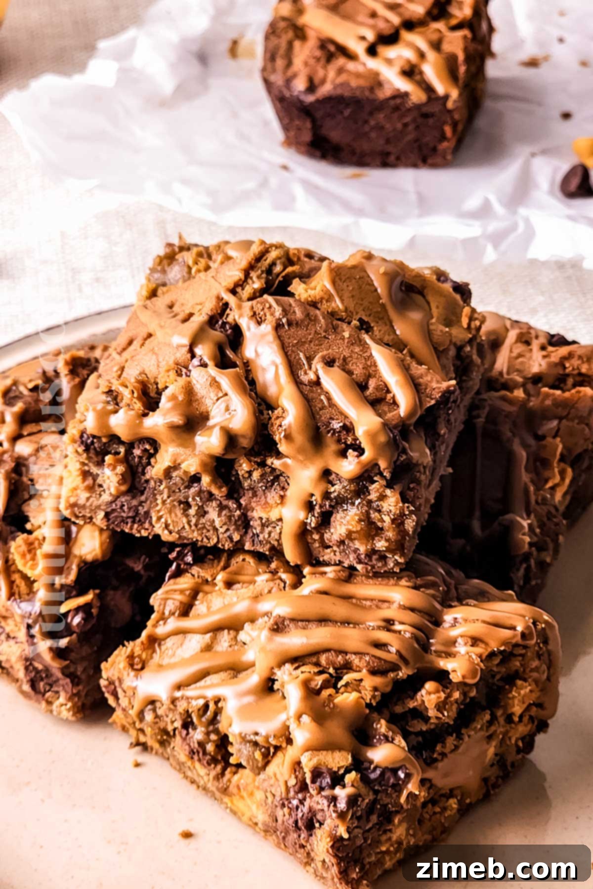 Speculoos Swirl Brownies 3 Sweet treat with Biscoff cookie butter swirls on fudgy brownies