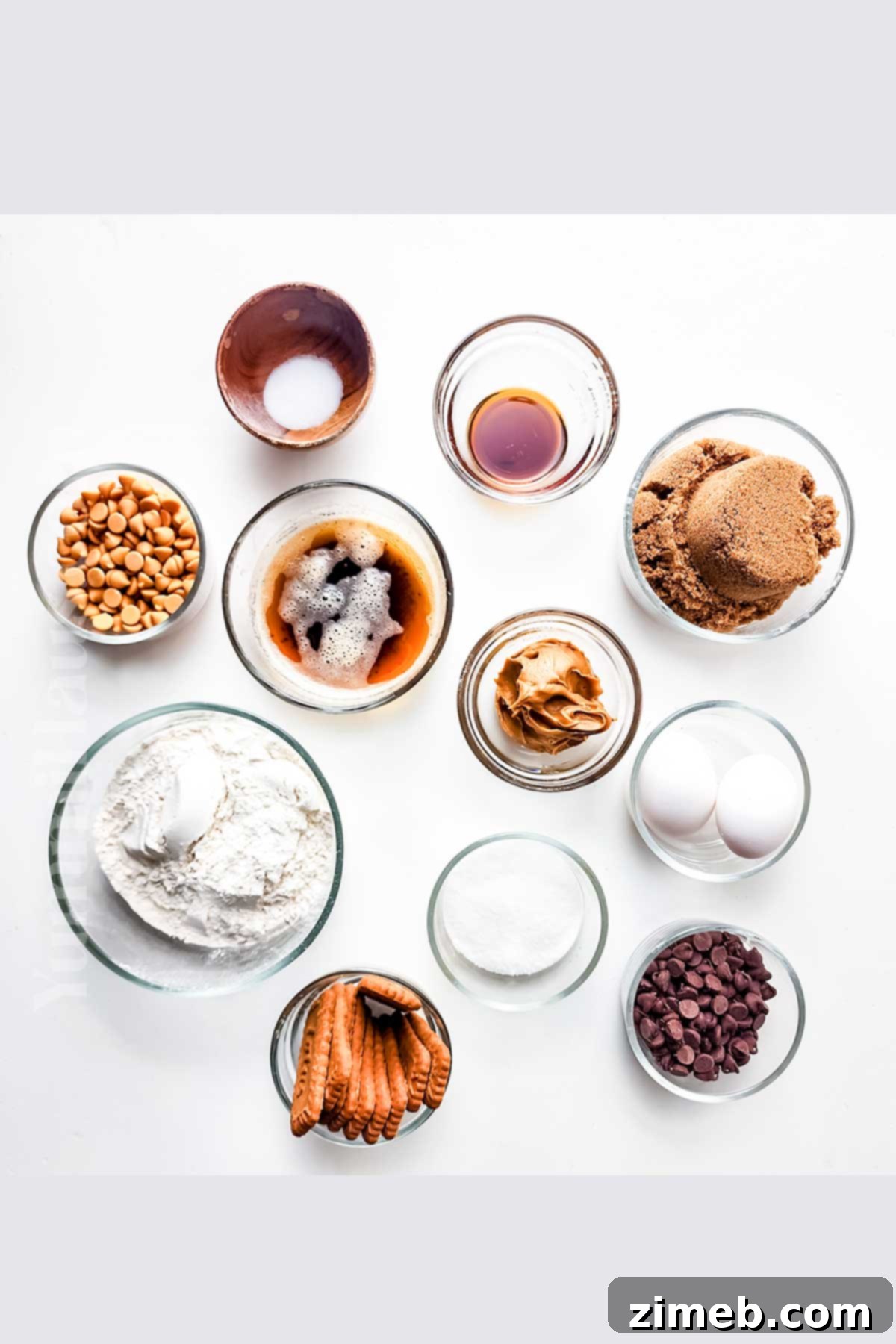 Speculoos Swirl Brownies 4 Ingredients for making Biscoff Brownies laid out