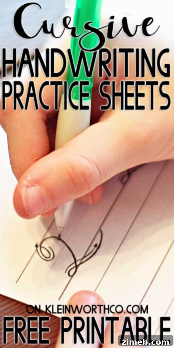 Master Cursive Handwriting Practice 2 Cursive Handwriting Practice Sheets - Teach Your Kids Cursive