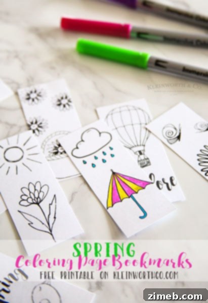 Master Cursive Handwriting Practice 17 Spring Printable Coloring Page Bookmarks - Fun Craft