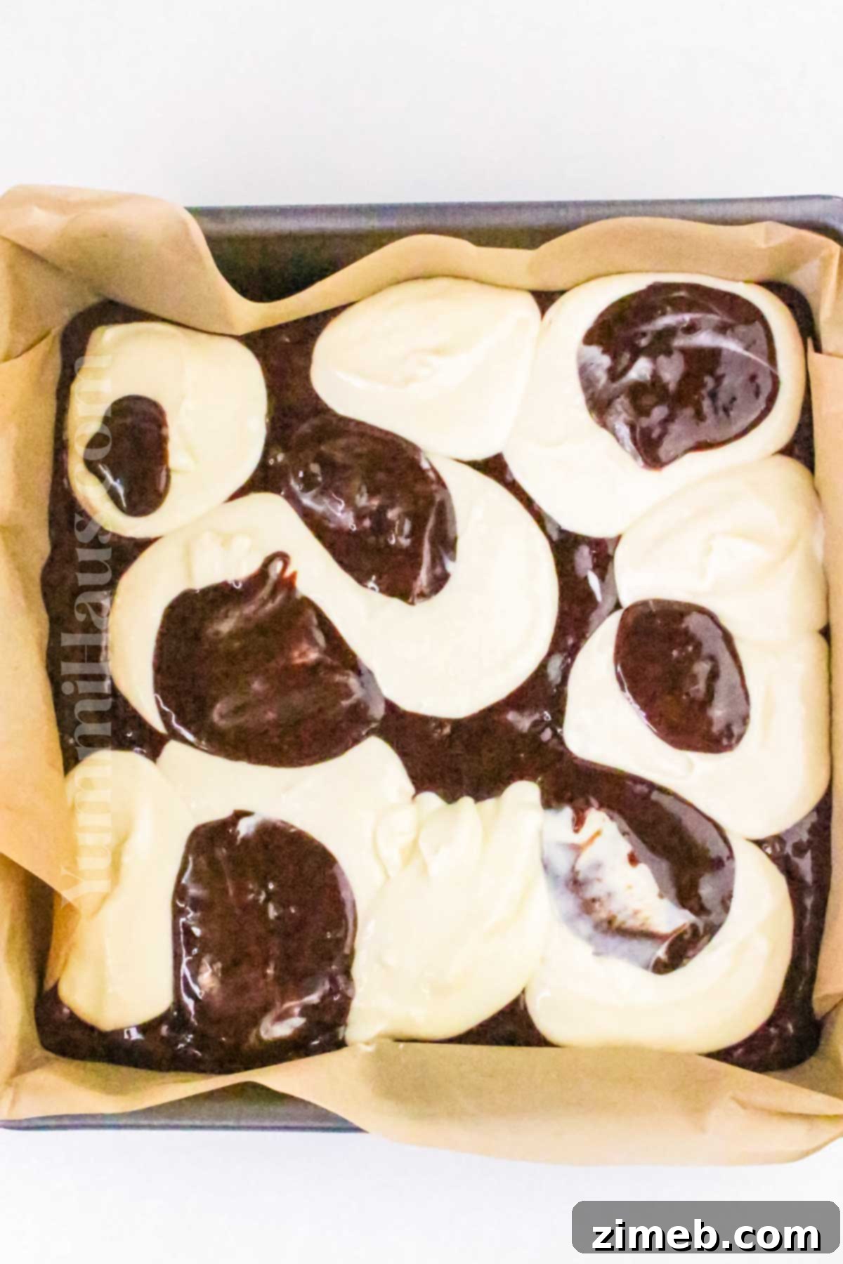 how to make Cheesecake Chocolate Brownies with swirled layers