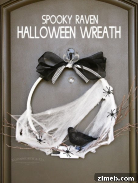 Spooky Raven Halloween Wreath for festive decor