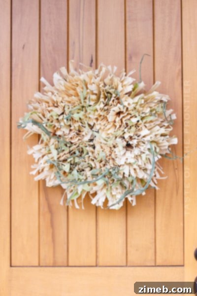 Natural Raw Husk Corn Husk Wreath, an organic fall decoration