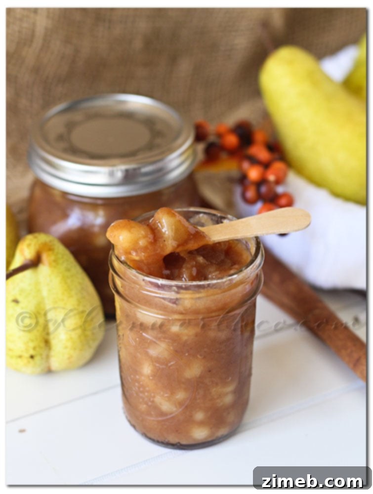 Caramelized Pear Pie Filling, a quick & easy dessert canning pears to use in homemade pear pie, or added to any of your favorite fall dessert recipes.
