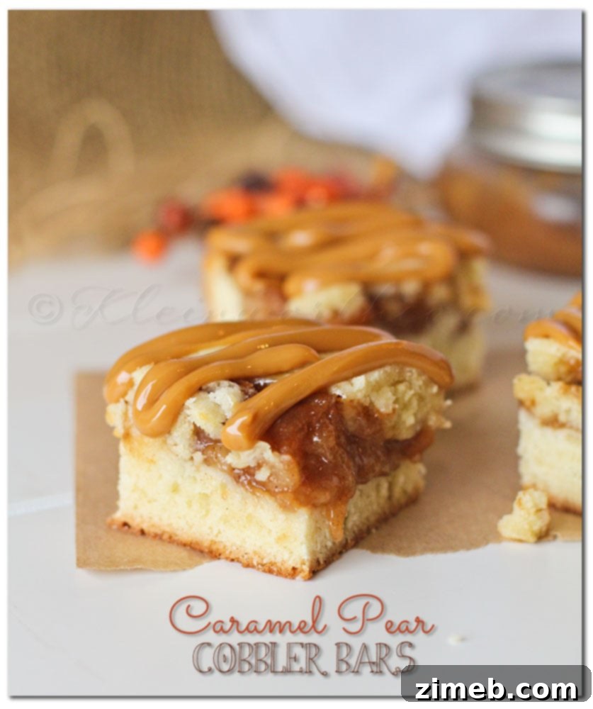 Caramel Pear Cobbler Bars