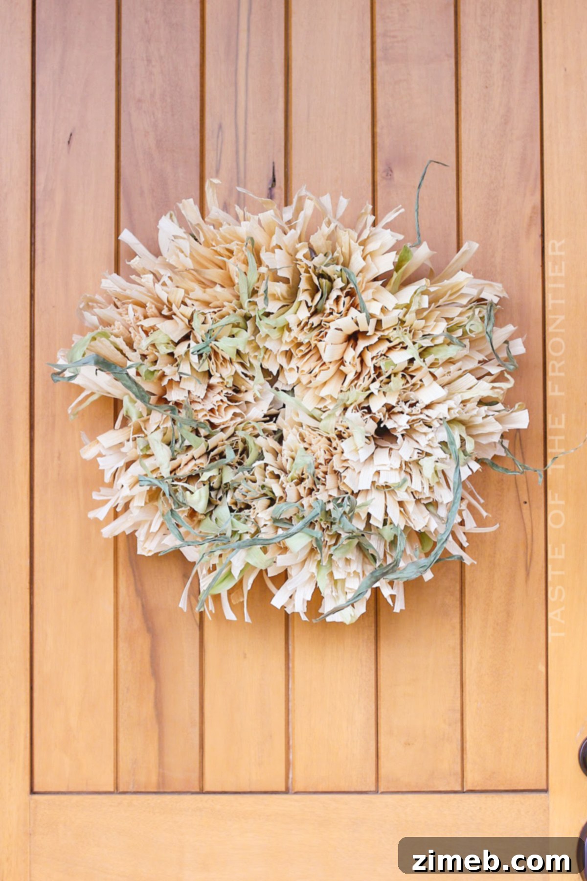 Rustic Corn Husk Wreath 2 Raw Husk Corn Husk Wreath - A Natural Fall Front Door Decoration