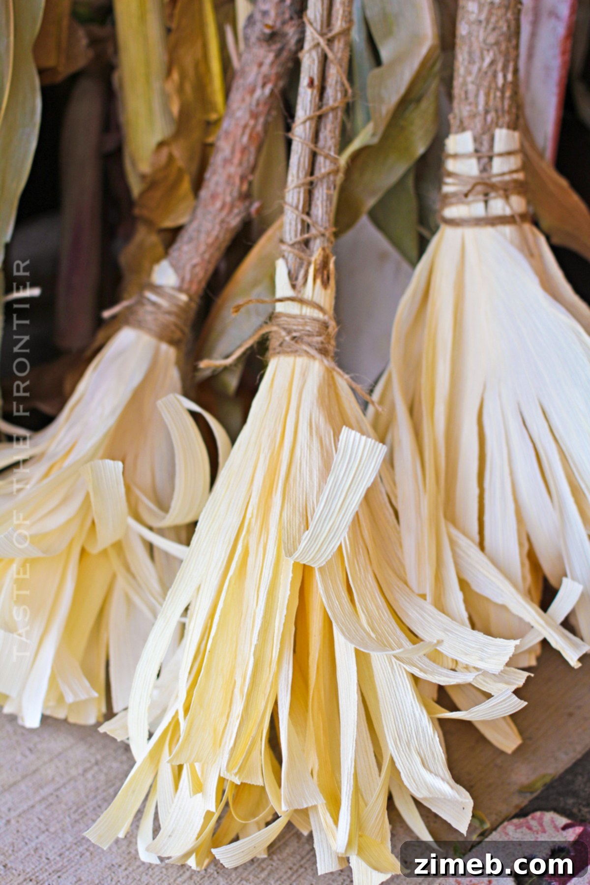 Handwoven Corn Husk Brooms 14 Close-up of Finished Corn Husk Brooms Craft