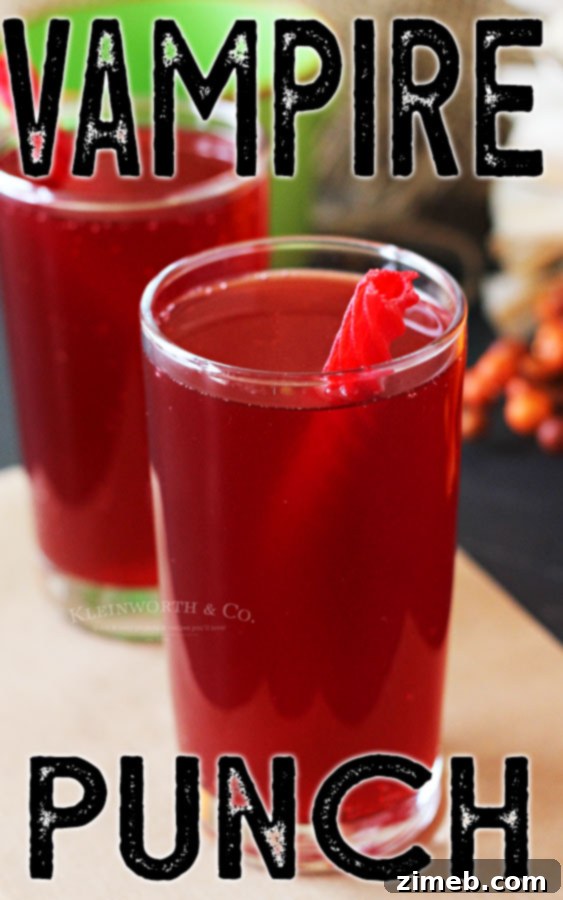 Crimson Fang Punch 13 Vampire Punch Halloween Drink - A close-up of the red punch, ready for serving.